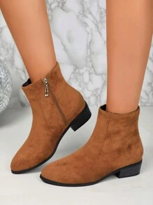 3cm Niskie Buty Na Obcasie Matowe Czarne Skórzane Botki Dla Kobiet, Uniwersalne Jesień/Zima 2024 Nowość