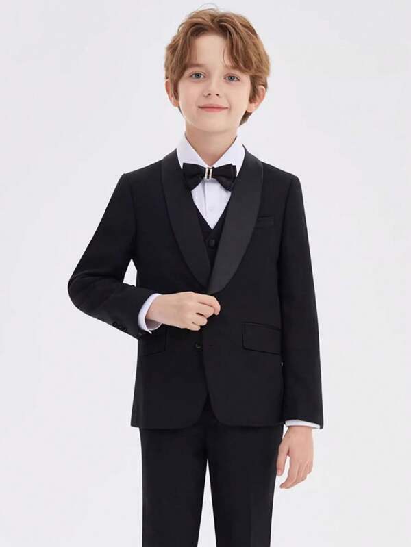 Conjunto de terno casual para meninos pré-adolescentes de 2 peças, traje de cavalheiro com blazer para escola/performance