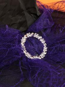 1pc Polyester Witch Hat With Veil Headpiece For Halloween Costume