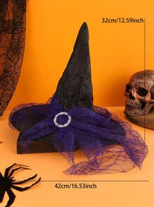 1pc Polyester Witch Hat With Veil Headpiece For Halloween Costume