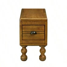 Solid Wood End Table, Rectangle 23.6 Inch Narrow Side Table With Drawer, Vintage Bedside Table Nightstand For Small Spaces, Living Room, Bedroom, Easy Assembly, Antique Brown