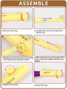 Bộ 1/2/4 kim thêu, 3 kích cỡ kim có thể thay thế, chiều dài có thể điều chỉnh - Nhiều màu - Xem 12