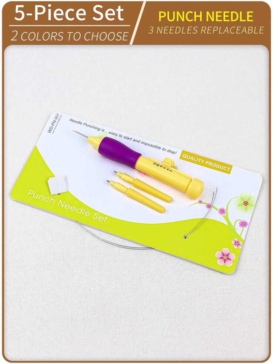 Bộ dụng cụ thêu kim đục lỗ 1/2/4 chiếc, kích thước kim có thể điều chỉnh cho kim đục lỗ thủ công DIY - Nhiều màu - Xem 1