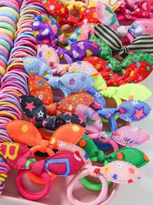 260pcs/Set Girls Simple Basic Princess Hair Scrunchies, Rabbit Ear, Bow Hair Ties, Hair Accessories Combo Set, Suitable For Daily Use And Gift - Multicolor - View 5