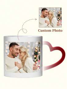 1pc Custom Photo Color-Changing Heart-Shaped Mug, Personalized Photo Coffee Mug, Heat Sensitive Color Changing, Personalized Photo Anniversary Mug, Housewarming Gift, Valentine's Day Gift, Anniversary Gift, Graduation Gift, Cute Custom, Personalized, Unique Ideal Gifts For Her Boyfriend, Girlfriend For Anniversaries, For Valentine's Day Mother's Day Birthdays Children's Day Father's Day, For Graduation, For Weddings, For Housewarming Living Room, Home - Multicolor - View 12