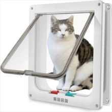 全天候超薄猫门，适用于窗户和推拉门 - 适用于猫、小型犬、小型宠物、四向锁宠物屏障、耐用薄壁/框架安装、全年室内/室外使用 (IISVGE) - 彩色 - 查看 2