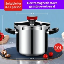 4L/5L/6L/7L/8L/1L Mechanical Pressure Cooker, Stainless Steel, Suitable For Gas & Electric Stove, Home Use Seafood Boil - Black - View 12