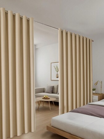 1 件经典风格遮光隔断窗帘 - 隔音隐私索环顶板 - 高精度平纹涤纶，适用于卧室露台门 - 四季无绳田园主题窗帘，适用于卧室和客厅的窗帘