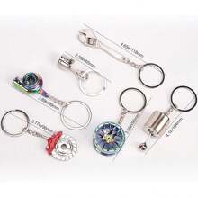 Llavero de pieza de automóvil de metal, set de 1 pieza de llavero con modelo de pieza de automóvil, llavero de turbo, llavero de caja de cambios manual, llavero de disco de freno, llavero de aro de rueda, llavero de pistón de motor, llavero de llave inglesa - múltiples estilos - Ver 3