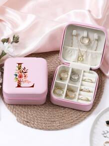 1 件珠宝收纳盒便携式旅行和商务旅行使用，适用于戒指、耳环、项链、小珠宝盒