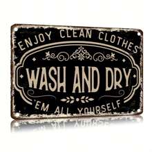 12x8 Inch Vintage Laundry Room Metal Sign - Rustic Iron Wall Decor