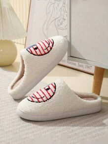 Women's Cute Cartoon Smiling Face Fabric Slippers, Thick Sole Wear-Resistant Warm Home Slippers, Christmas Gifts, Autumn/Winter