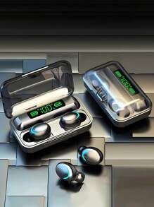 GENAI Tai nghe không dây, dung lượng pin 600mAh, màn hình LED kép, thời gian phát 48 giờ, tai nghe chống nước IPX4, gọi rõ ràng với micrô, tai nghe nhét tai BT thoải mái khi nghe nhạc, chơi game, thể thao, làm quà tặng - màu đen - Xem 11