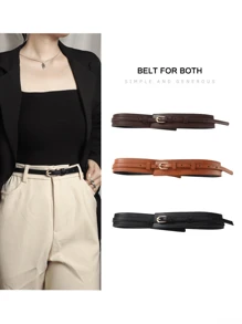 Simple Style Metal Buckle Belt For Coats And Dresses Two Usages Halloween Summer, School Fall, Autumn, Halloween - Coffee - View 10