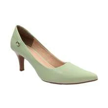 Scarpin Feminino Menta Bico Clássico Salto Baixo Confortável