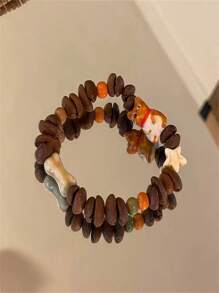 1 pieza Pulsera hecha a mano con granos de café para parejas - cuentas de granos de cafe - Ver 6