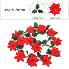 Nathdy 1pc Artificial Christmas Garland - Lifelike Flower And Berry Vine With Lush Green Leaves, Easy To Hang, Perfect For Festive Atmosphere - Ideal For Christmas, Anniversary, Wedding, Birthday, Wall Arch Decor,Christmas - Multicolor - View 14