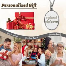 1 件定制个性化照片项链，适合男女节日礼物吊坠装饰 - 圆形、心形和椭圆形吊坠选项，适合家人、宠物、母亲 - 彩色 - 查看 10