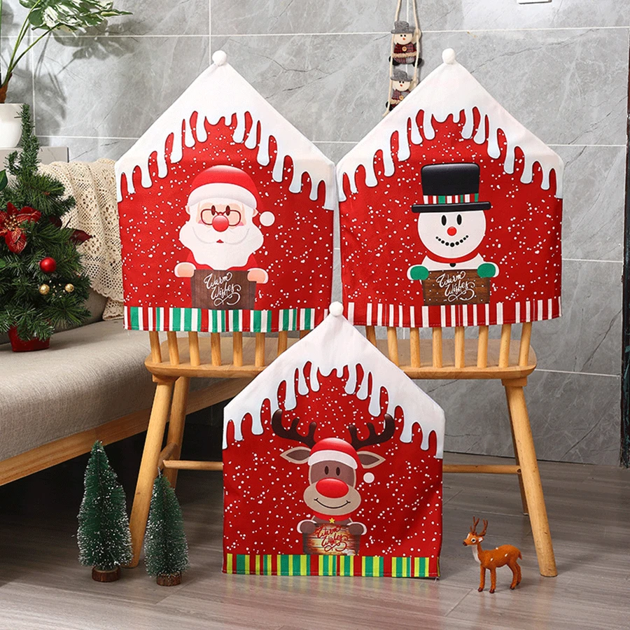 1 tấm bọc ghế in hình ông già Noel và người tuyết hoạt hình Giáng sinh - Nhiều màu - Xem 1