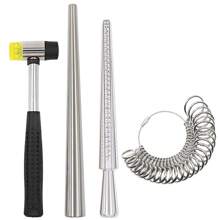 4 szt./zestaw miarka do pierścieni 25 mm gumowy młotek do regulacji pierścieni zestaw narzędzi naprawczych do wyrobu biżuterii pomiar rozmiaru palca