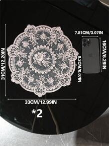 1 件/2 件全新网状蕾丝刺绣镂空餐垫 - 米色 - 查看 9