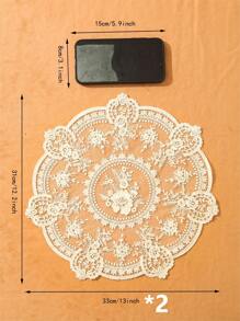 1 件/2 件全新网状蕾丝刺绣镂空餐垫 - 米色 - 查看 10