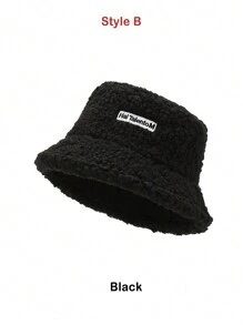 1pc Reversible Faux Shearling Bucket Hat For Women, Warm And Thick For Fall Winter - Multicolor - View 9
