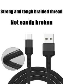 USB To TYPE-C Interface Data Cable, 120W Ultra-High Power, Black 1M. Portable, Durable, Compatible With TYPE-C Interface Devices, And Will Not Be Damaged After Long-Term Use. Black Braided Rope, TYPE-C Interface. - Black - View 6