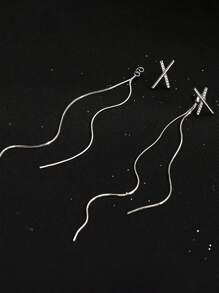 1對女款流蘇耳環，925純銀耳環，簡約而奢華的款式，適用於假期