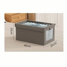 大号收纳篮 | 结实耐用的布艺衣柜收纳盒，带透明窗口，可折叠带盖，米色/灰色装饰，家居装饰，收纳整理，适用于连衣裙、裤子、鞋子、牛仔裤、靴子、裙子等。 - 多色 - 查看 12