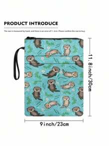 1 Stück Buch Schutzhülle mit Otter Muster und Reißverschluss, waschbarer Buchbezug für Buchliebhaber, Taschenbuch, Hardcover, Lehrbuch Buchbezug für Buchliebhaber, Rückkehr zur Schule, Schulmaterial
