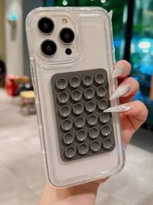 2pcs Air Cushion Anti-Knock Transparent Material + Rose Red Jelly Cup Holder Phone Case Compatible With IPhone 15 Pro Max/15 Pro/15/14 Pro Max/14 Pro/14/13 Pro/13/12/11, XR, Galaxy A14/A12/A15/A32/A33/A24/A50/A53/S20/S21/S22/S23/S24/S24+/S25 Waterproof Shockproof Anti-Fall Scratch Resistant - Dark Grey - View 2