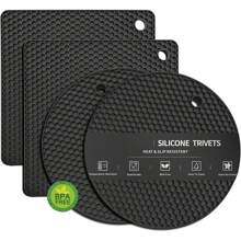 4 件装黑色耐热餐垫桌面杯垫