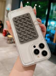 2pcs Air Cushion Anti-Knock Transparent Material + Rose Red Jelly Cup Holder Phone Case Compatible With IPhone 15 Pro Max/15 Pro/15/14 Pro Max/14 Pro/14/13 Pro/13/12/11, XR, Galaxy A14/A12/A15/A32/A33/A24/A50/A53/S20/S21/S22/S23/S24/S24+/S25 Waterproof Shockproof Anti-Fall Scratch Resistant - Dark Grey - View 3