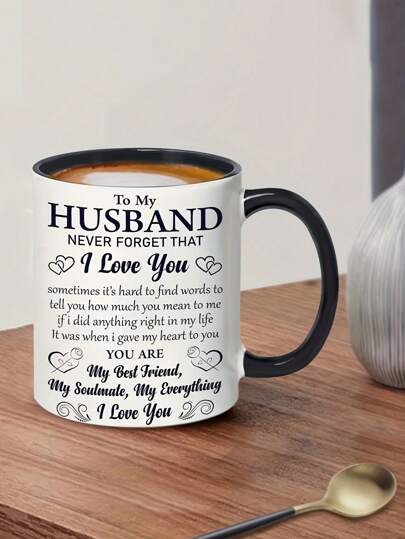 1pc 11oz Unique To My Husband Wife Ceramic Coffee Mug - Perfect For Hot And Cold Drinks,Reusable, Summer And Winter Season,Birthday,Holiday,Christmas,New Year,And Valentine's Day Gift Ideas,Suitable For Hot Or Cold Drinks,Home Kitchen Items,Multi-Purpose Travel Mug,Thanksgiving Gift,Friends' Birthday Anniversary Festival,Party,Wedding Back To School