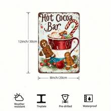 8"X12" Vintage Hot Chocolate Bar Metal Tin Sign, Iron Wall Art Decor For Farmhouse, Bathroom, Garage, Cafe - Multi-Purpose English Text, Stickers, Wall Decal, Vinly Decal For Home Decorations, Spring Decoration Items Refresh Your Home, Rama Decoration Stickers