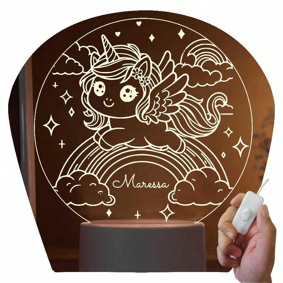 Personalized Name LED Light, Unicorn, Rainbow Child, Decoration, Baby, Acrylic, Girl - 7 màu RGB - Xem 1