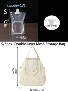 1 件/5 件透明食品储存密封袋、厨房谷物防潮密封袋、真空便携式密封袋、厨房配件 + 1 件可折叠硅胶漏斗/厨房网袋、多用途挂袋、垃圾袋收纳袋 - 無色 - 查看 18