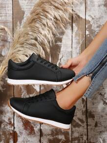 时尚休闲运动鞋，舒适轻便女式跑步鞋 - 黑色 - 查看 2