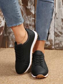 时尚休闲运动鞋，舒适轻便女式跑步鞋 - 黑色 - 查看 4