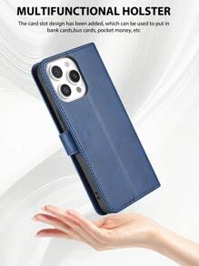 翻盖真皮手机壳+支架+精湛工艺完整手机壳套装，兼容苹果16 Pro Max/三星S24U/红米Note 13 Pro，兼容苹果11/12/13/14/15 Pro Max，兼容三星S24U，兼容OPPO，兼容vivo，兼容红米Note 11/12/13 Pro，国际版，非国内版 - 藍色 - 查看 3