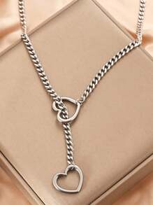 1 chiếc vòng cổ xích trượt cho phụ nữ làm thủ công bằng tay hình trái tim Punk vòng cổ choker trang sức vòng cổ chữ Y Gothic có thể điều chỉnh, dành cho cả nam và nữ, phù hợp cho các buổi tụ tập thường ngày - ngôi sao bạc - Xem 5