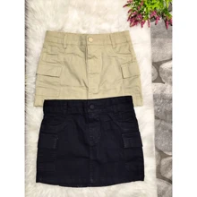 Aia Cargo Jeans For Kids, Black And Beige With Side Pockets, Adjustable Waist, Blogger - 黑色 - 查看 1