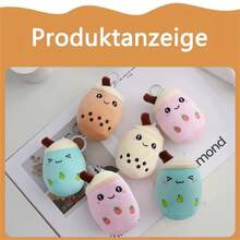 1pc/6pcs Cute Plush Fruit, Bubble Tea Cups Keychain, Plush Animal Toys With Keychain, Backpack, Wallet Decor, Gifts For Friends - Multicolor - View 11
