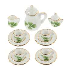 Bộ ấm trà sứ mini 15 món tinh tế | Hoa hồng thanh lịch, pháo hoa, mèo, cánh hoa, chấm bi xanh, hoa và các mẫu thiết kế khác | Đồ trang trí thiết yếu cho năm mới, giáng sinh và nhà búp bê, quà tặng cao cấp, Halloween, đồ trang trí Halloween - Nhiều màu - Xem 13