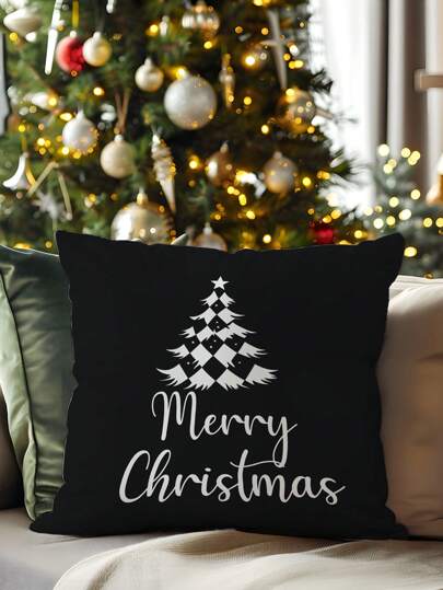 غطاء الوسادة الزخرفي المطبوع وحيد الجانب، ناعم ومريح 1قطعة، بتصميم عيد الميلاد، للنوم والمعيشة والأريكة وديكور الحفلات (لا يشمل إدراج الوسادة)