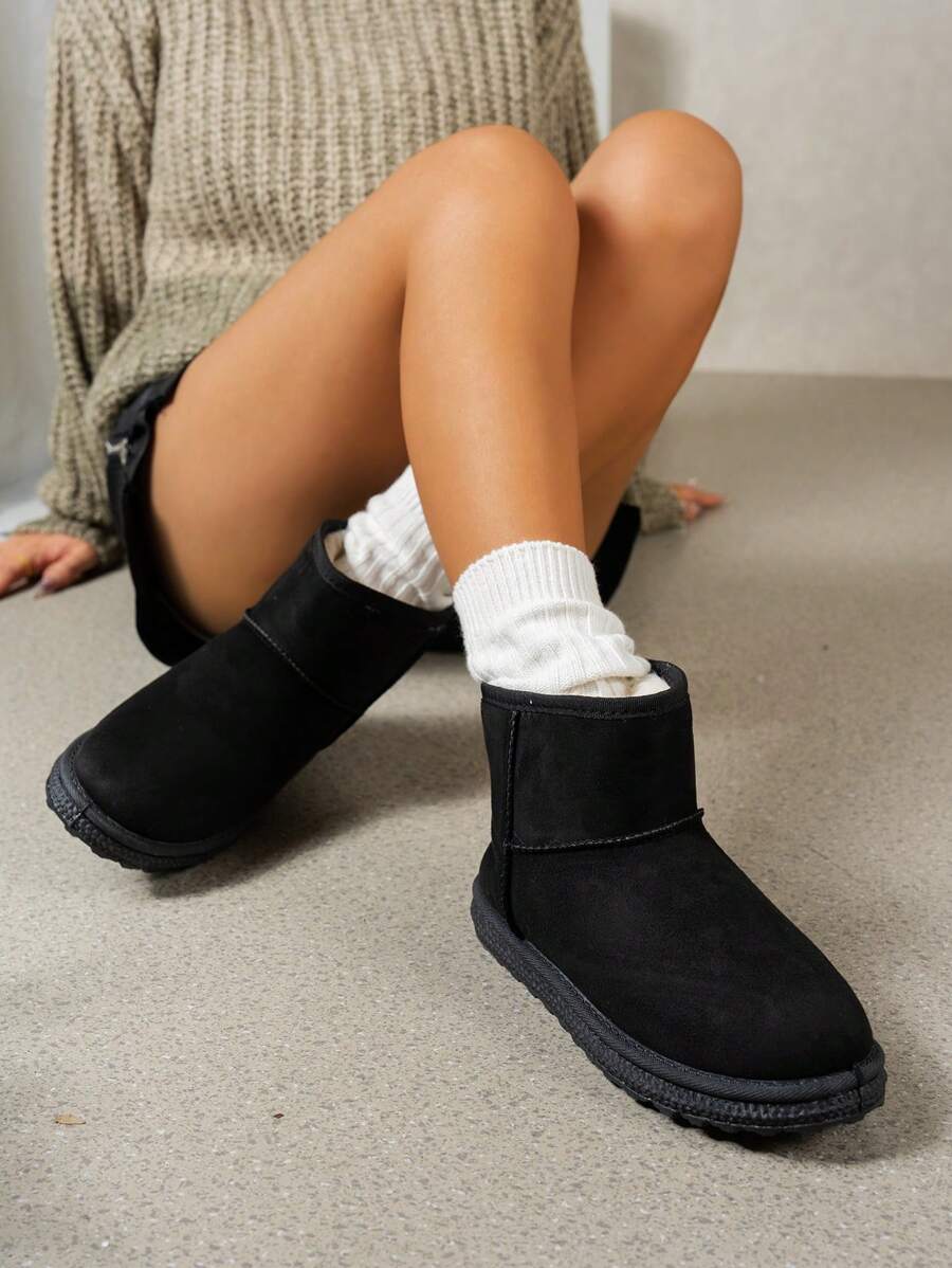 Women'S Mini Platform Boots Ankle Boot Faux Lined Suede Cozy Platform With Memory Foam Insole Winter Boots Indoor & Outdoor Snow Boots - Black - View 1