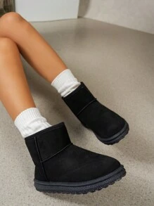 Women'S Mini Platform Boots Ankle Boot Faux Lined Suede Cozy Platform With Memory Foam Insole Winter Boots Indoor & Outdoor Snow Boots - Black - View 2