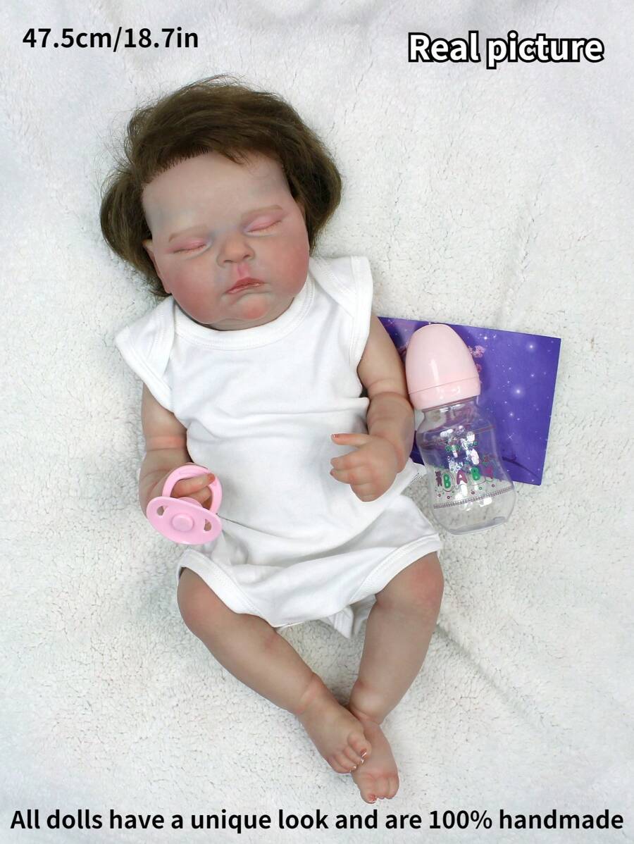 18 Inch Reborn Doll Closed Eyes Sleeping Peaches Full Body Vinyl