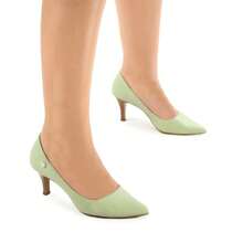 Scarpin Feminino Menta Bico Clássico Salto Baixo Confortável
